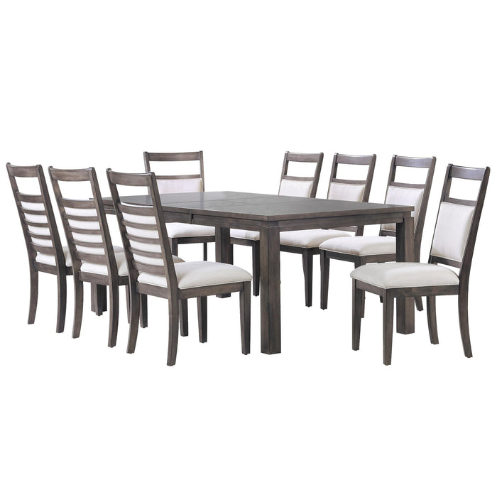 Sunset Trading Shades of Gray 9 Piece 82" Rectangular Extendable Dining Set | Upholstered Chairs | Seats 8 -  Chapter 11 Furniture (Lewiston, Maine)