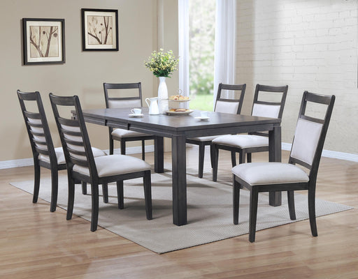 Sunset Trading Shades of Gray 7 Piece 82" Rectangular Extendable Dining Set | Upholstered Chairs | Seats 8 -  Chapter 11 Furniture (Lewiston, Maine)