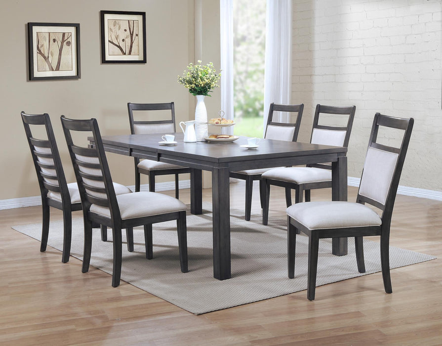 Sunset Trading Shades of Gray 7 Piece 82" Rectangular Extendable Dining Set | Upholstered Chairs | Seats 8 -  Chapter 11 Furniture (Lewiston, Maine)