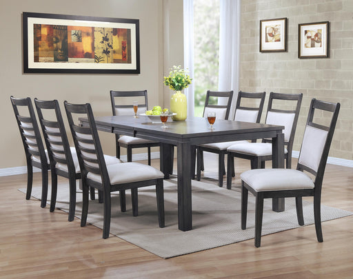 Sunset Trading Shades of Gray 9 Piece 82" Rectangular Extendable Dining Set | Upholstered Chairs | Seats 8 -  Chapter 11 Furniture (Lewiston, Maine)