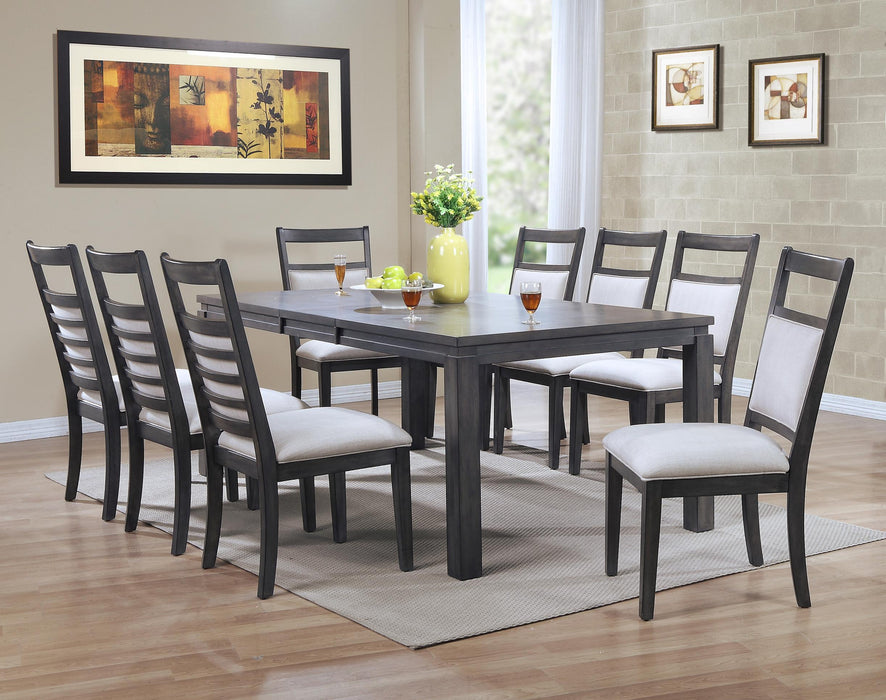 Sunset Trading Shades of Gray 9 Piece 82" Rectangular Extendable Dining Set | Upholstered Chairs | Seats 8 -  Chapter 11 Furniture (Lewiston, Maine)