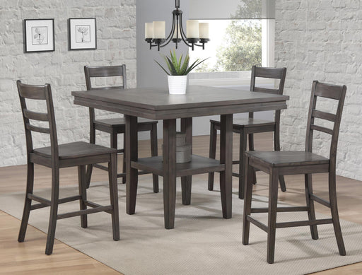 Sunset Trading Shades of Gray 5 Piece 45" Square Pub Set | Table with Storage Shelf | Counter Height Dining | Seats 6 -  Chapter 11 Furniture (Lewiston, Maine)
