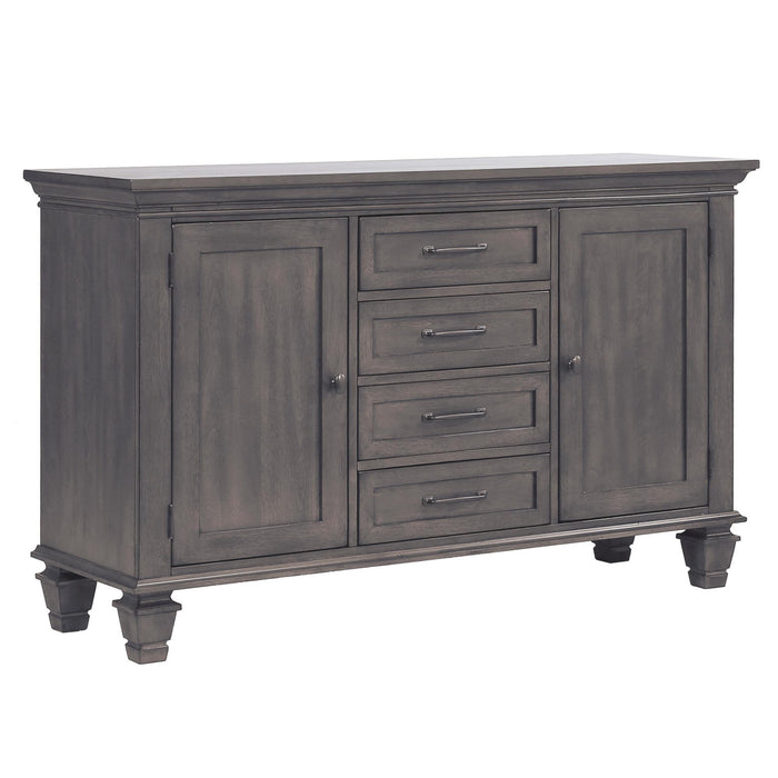 Sunset Trading Shades of Gray Buffet | 4 Drawers and 2 Storage Cabinets