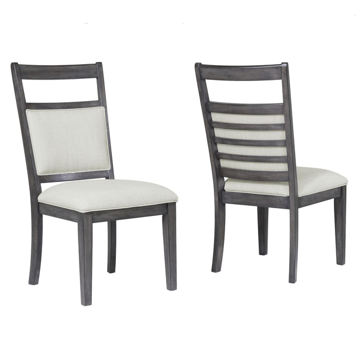 Sunset Trading Shades of Gray Upholstered Slat Back Dining Chair | Set of 2