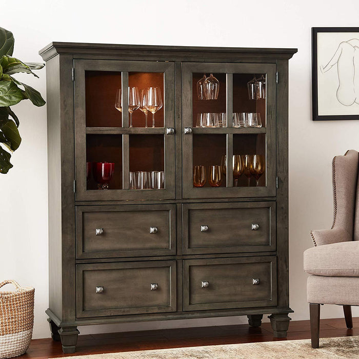 Sunset Trading Shades of Gray Lighted China Cabinet | Four Large Drawers -  Chapter 11 Furniture (Lewiston, Maine)