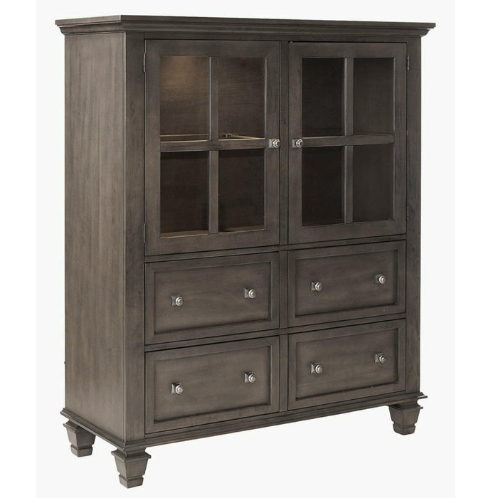 Sunset Trading Shades of Gray Lighted China Cabinet | Four Large Drawers