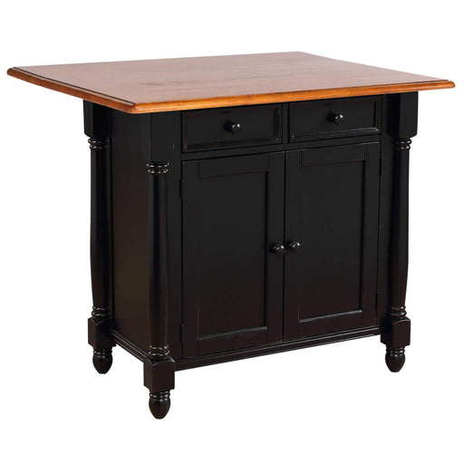 Sunset Trading Antique Black Expandable Kitchen Island with Cherry Drop Leaf Top | Drawers and Cabinet -  Chapter 11 Furniture (Lewiston, Maine)