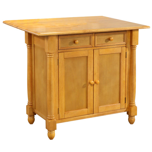 Sunset Trading Light Oak Extendable Kitchen Island with Drop Leaf Top | Drawers and Cabinet -  Chapter 11 Furniture (Lewiston, Maine)