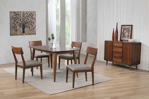 Sunset Trading Mid Century 6 Piece 60" Rectangular Dining Table Set | Padded Performance Fabric Seats | Server | Seats 6 -  Chapter 11 Furniture (Lewiston, Maine)