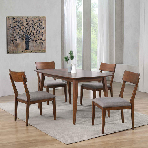 Sunset Trading Mid Century 5 Piece 60" Rectangular Dining Table Set | Padded Performance Fabric Seats | Seats 4, 6 -  Chapter 11 Furniture (Lewiston, Maine)