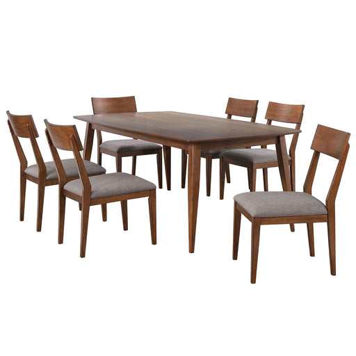 Sunset Trading Mid Century 7 Piece 78" Rectangular Dining Table Set | Padded Performance Fabric Seats | Seats 6 -  Chapter 11 Furniture (Lewiston, Maine)