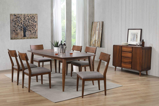 Sunset Trading Mid Century 8 Piece 78" Rectangular Dining Table Set | Padded Performance Fabric Seats | Server | Seats 6 -  Chapter 11 Furniture (Lewiston, Maine)