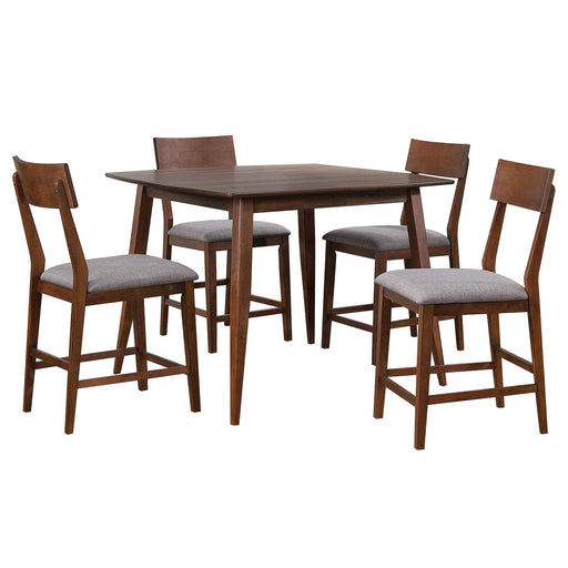 Sunset Trading Mid Century 5 Piece 48" Square Counter Height Pub Table Dining Set | Padded Performance Fabric Seats | Seats 6 -  Chapter 11 Furniture (Lewiston, Maine)