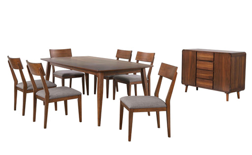Sunset Trading Mid Century 8 Piece 78" Rectangular Dining Table Set | Padded Performance Fabric Seats | Server | Seats 6 -  Chapter 11 Furniture (Lewiston, Maine)