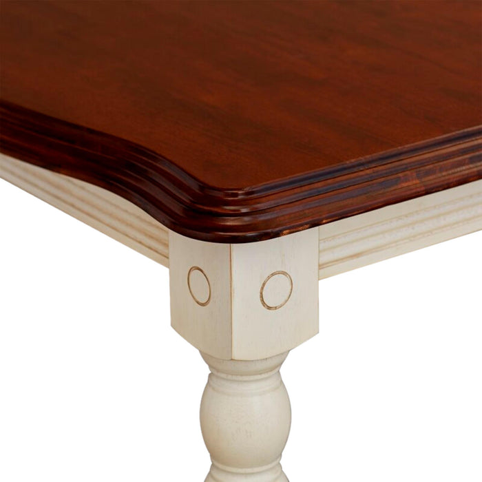 Sunset Trading Andrews 72" Rectangular Extendable Dining Table | Distressed Antique White and Chestnut Brown | Seats 8