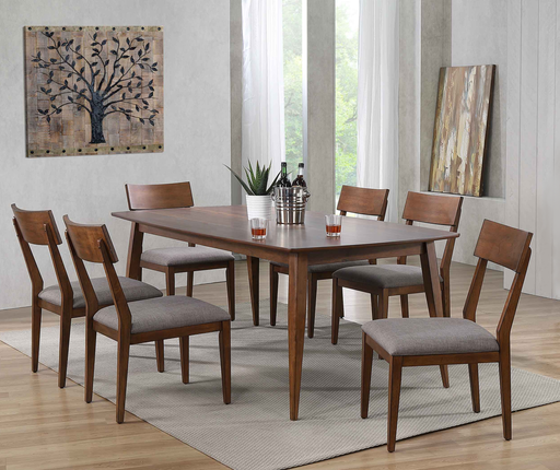 Sunset Trading Mid Century 7 Piece 78" Rectangular Dining Table Set | Padded Performance Fabric Seats | Seats 6 -  Chapter 11 Furniture (Lewiston, Maine)