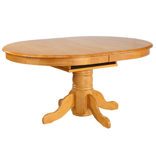 Sunset Trading Oak Selections 66" Oval Pedestal Extendable Butterfly Leaf Dining Table | Light Oak | Seats 6 -  Chapter 11 Furniture (Lewiston, Maine)