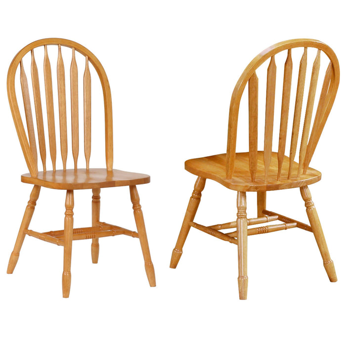 Sunset Trading Selections Windsor Arrowback Dining Side Chair | Light Oak Solid Wood | Set of 2 Fully Assembled Sidechairs