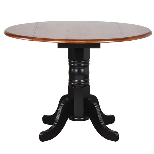 Sunset Trading Black Cherry Selections 42" Round Extendable Drop Leaf Dining Table | Antique Black and Cherry | Seats 4 -  Chapter 11 Furniture (Lewiston, Maine)