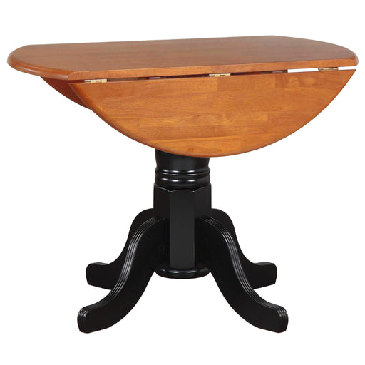Sunset Trading Black Cherry Selections 42" Round Extendable Drop Leaf Dining Table | Antique Black and Cherry | Seats 4 -  Chapter 11 Furniture (Lewiston, Maine)