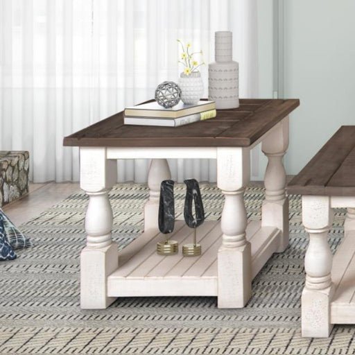 Sunset Trading Rustic French Square Side End Table | Distressed White and Brown Solid Wood | Living Room Furniture -  Chapter 11 Furniture (Lewiston, Maine)