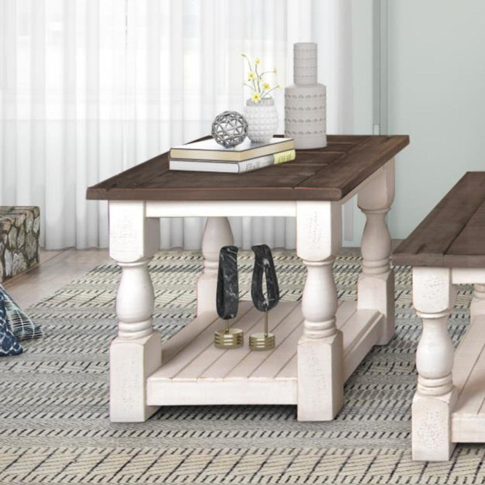 Sunset Trading Rustic French Square Side End Table | Distressed White and Brown Solid Wood | Living Room Furniture -  Chapter 11 Furniture (Lewiston, Maine)