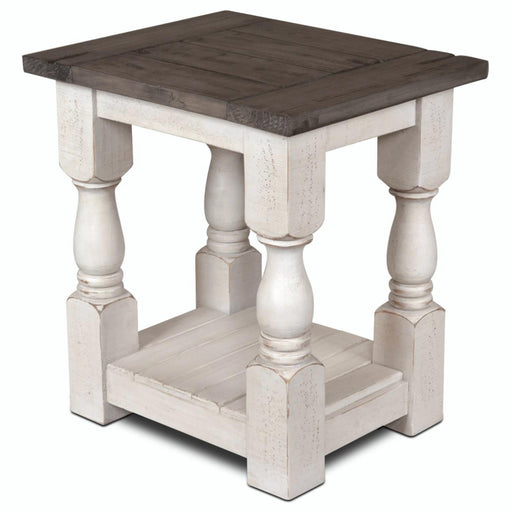 Sunset Trading Rustic French Rectangular Side End Table | Distressed White and Brown Solid Wood | Living Room Furniture -  Chapter 11 Furniture (Lewiston, Maine)