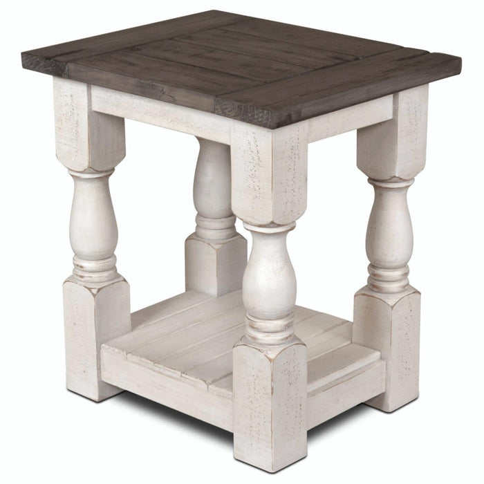 Sunset Trading Rustic French Rectangular Side End Table | Distressed White and Brown Solid Wood | Living Room Furniture -  Chapter 11 Furniture (Lewiston, Maine)