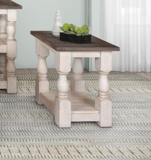 Sunset Trading Rustic French Rectangular Side End Table | Distressed White and Brown Solid Wood | Living Room Furniture -  Chapter 11 Furniture (Lewiston, Maine)