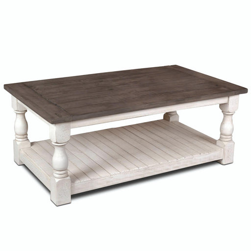 Sunset Trading Rustic French Cocktail Table | Storage Shelf | Distressed White and Brown Solid Wood | Living Room Furniture -  Chapter 11 Furniture (Lewiston, Maine)