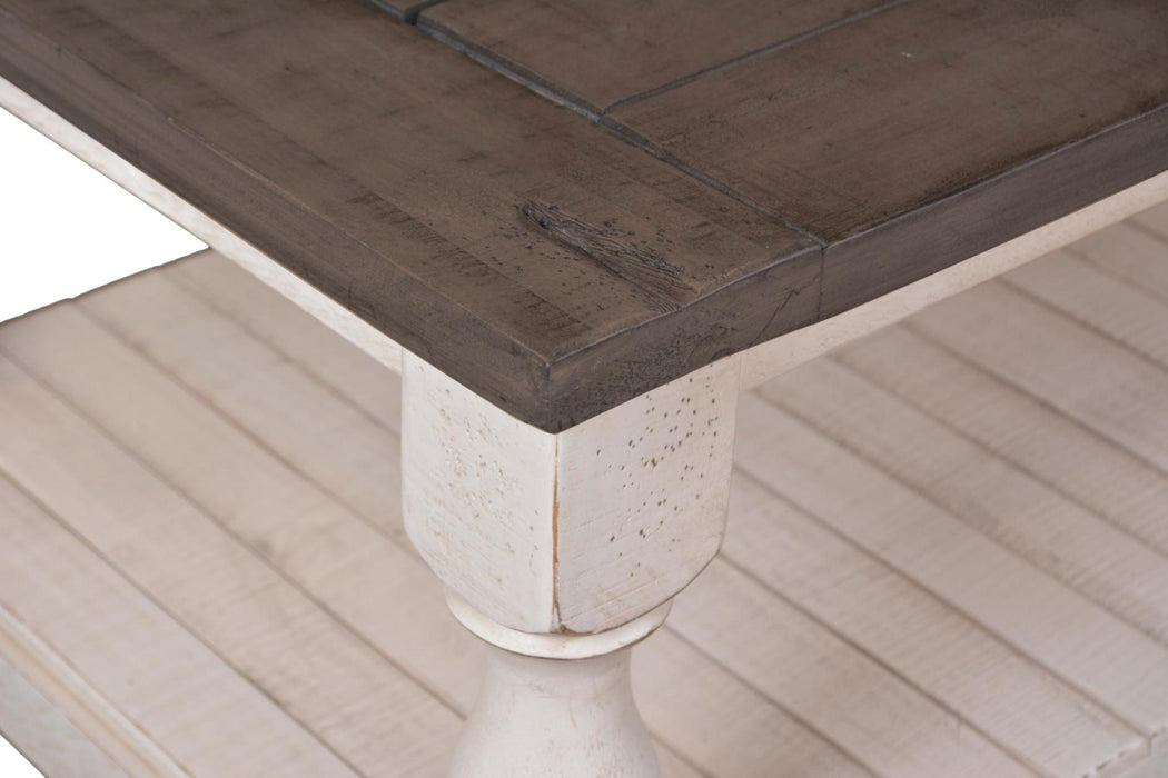 Sunset Trading Rustic French Cocktail Table | Storage Shelf | Distressed White and Brown Solid Wood | Living Room Furniture -  Chapter 11 Furniture (Lewiston, Maine)
