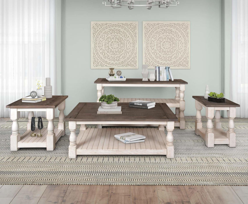 Sunset Trading Rustic French Square Side End Table | Distressed White and Brown Solid Wood | Living Room Furniture -  Chapter 11 Furniture (Lewiston, Maine)