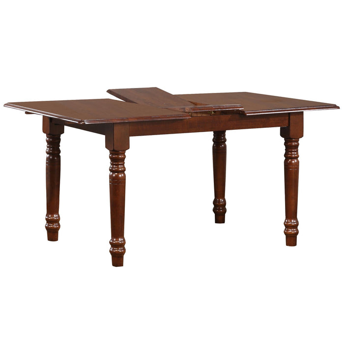 Sunset Trading Andrews 60" Rectangular Extendable Butterfly Leaf Dining Table | Chestnut Brown Wood | Seats 4, 6