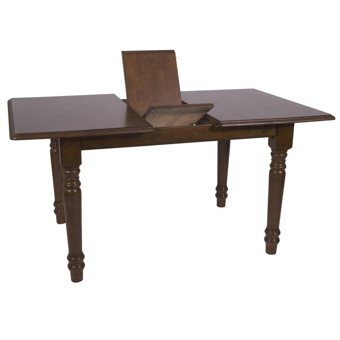 Sunset Trading Andrews 60" Rectangular Extendable Butterfly Leaf Dining Table | Chestnut Brown Wood | Seats 4, 6