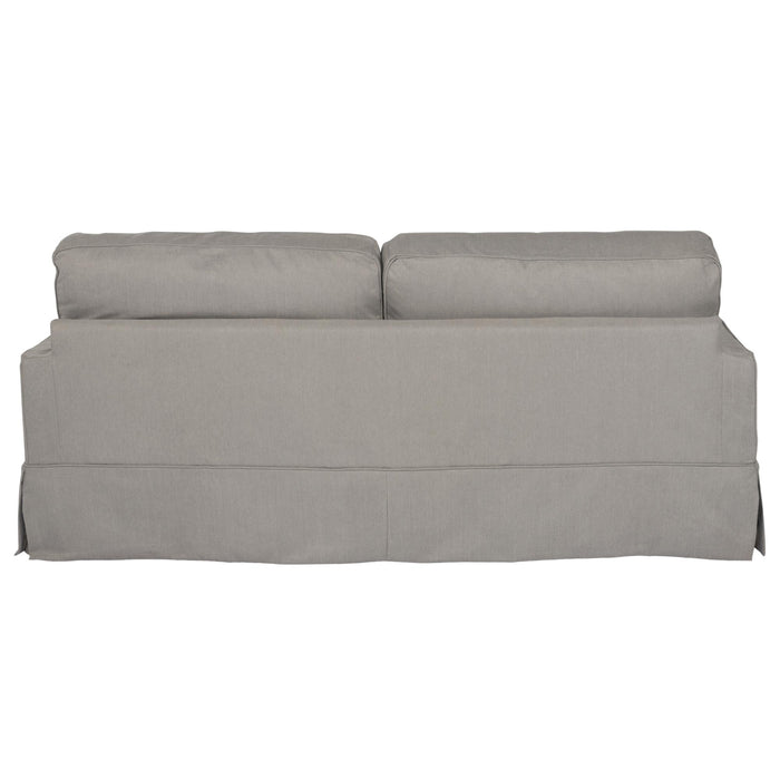 Sunset Trading Americana Box Cushion Slipcovered Sofa | Stain Resistant Performance Fabric | Gray