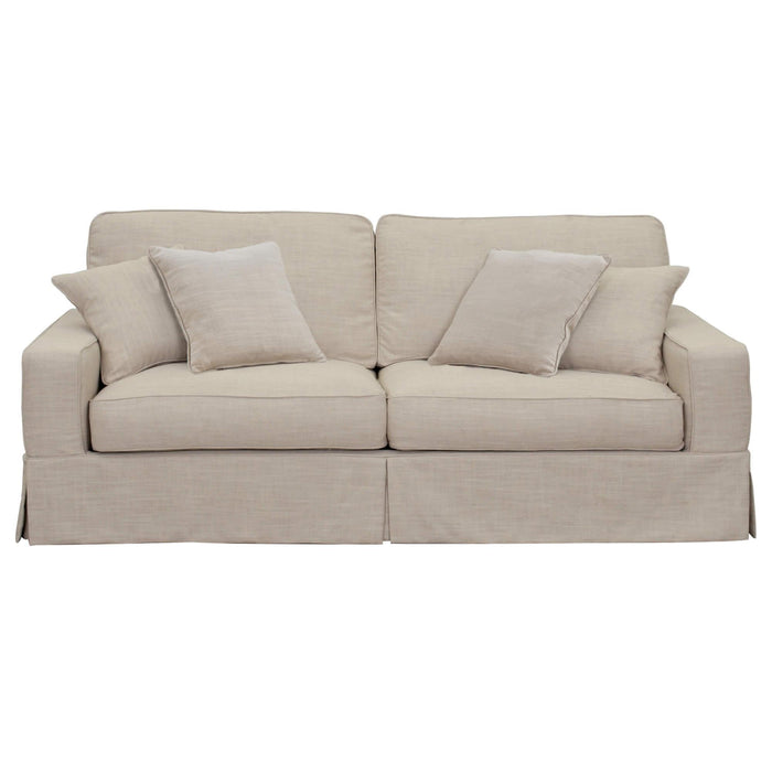 Sunset Trading Americana Box Cushion Slipcovered Sofa | Linen
