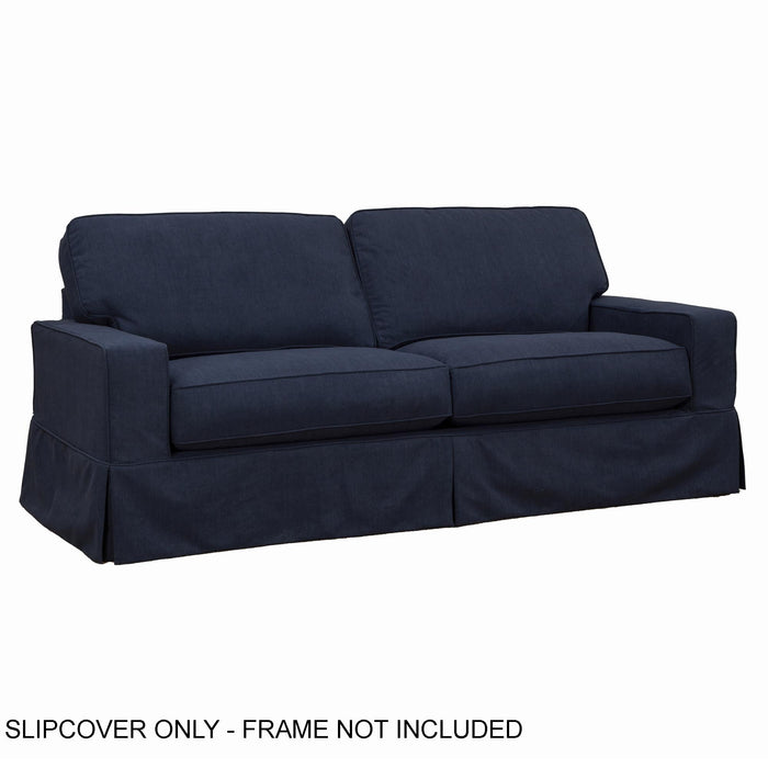 Sunset Trading Americana Slipcover Only for Box Cushion Track Arm Sofa | Stain Resistant Performance Fabric | Navy Blue