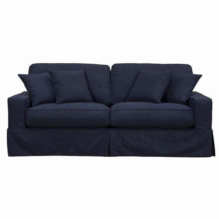 Sunset Trading Americana Slipcover Only for Box Cushion Track Arm Sofa | Stain Resistant Performance Fabric | Navy Blue