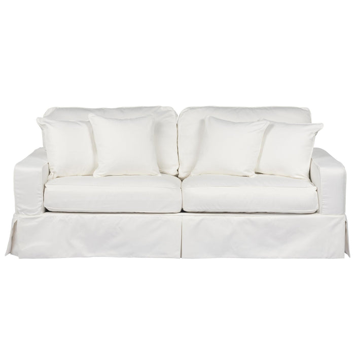 Sunset Trading Americana Slipcover for Box Cushion Track Arm Sofa | Stain Resistant Performance Fabric | White