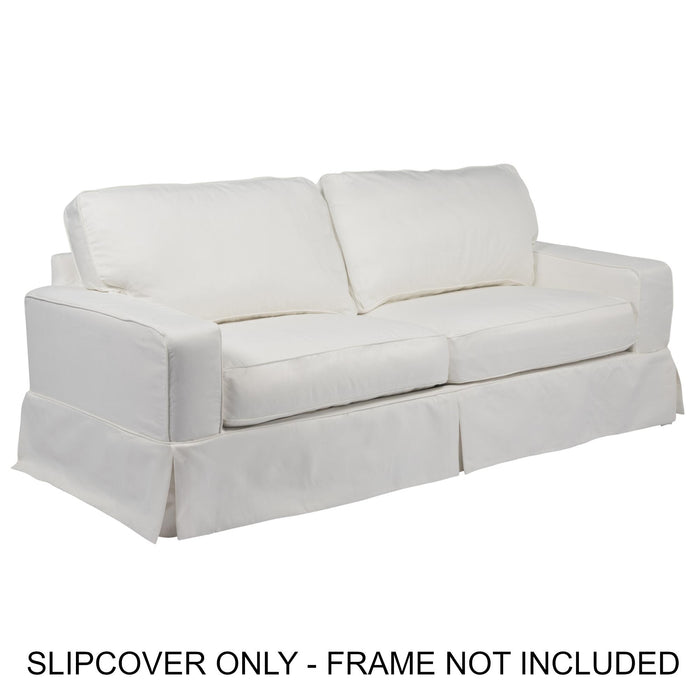 Sunset Trading Americana Slipcover for Box Cushion Track Arm Sofa | Stain Resistant Performance Fabric | White