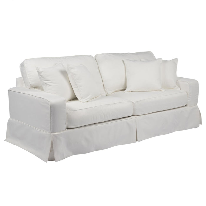 Sunset Trading Americana Slipcover for Box Cushion Track Arm Sofa | Stain Resistant Performance Fabric | White