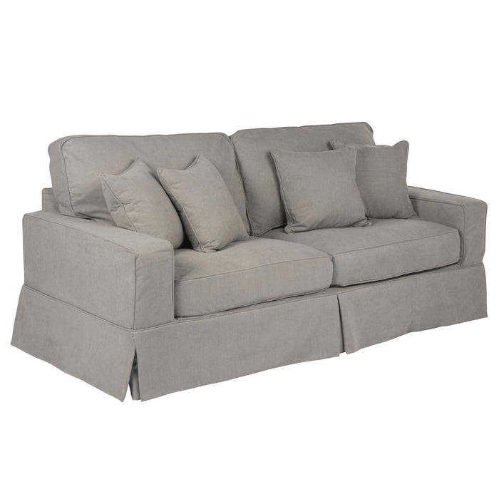 Sunset Trading Americana Box Cushion Slipcovered Sofa | Stain Resistant Performance Fabric | Gray
