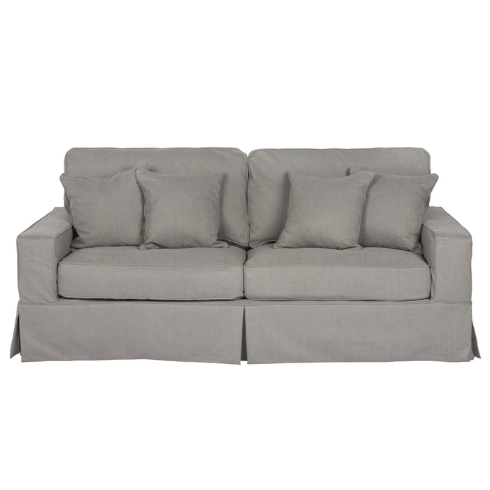 Sunset Trading Americana Slipcover for Box Cushion Track Arm Sofa | Stain Resistant Performance Fabric | Gray