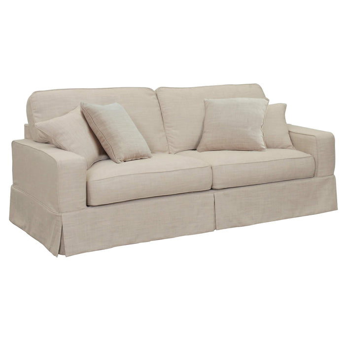 Sunset Trading Americana Box Cushion Slipcovered Sofa | Linen