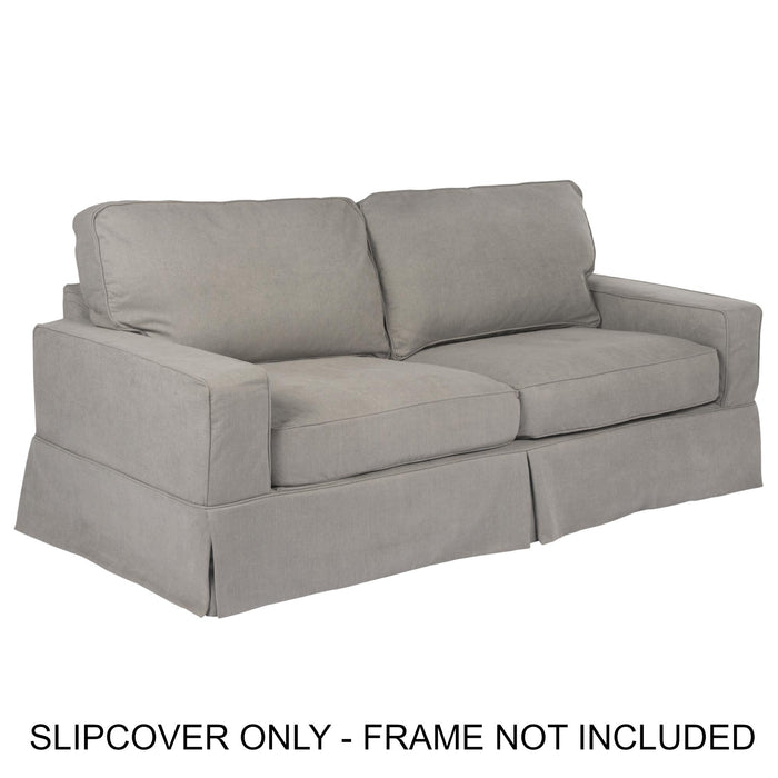 Sunset Trading Americana Slipcover for Box Cushion Track Arm Sofa | Stain Resistant Performance Fabric | Gray