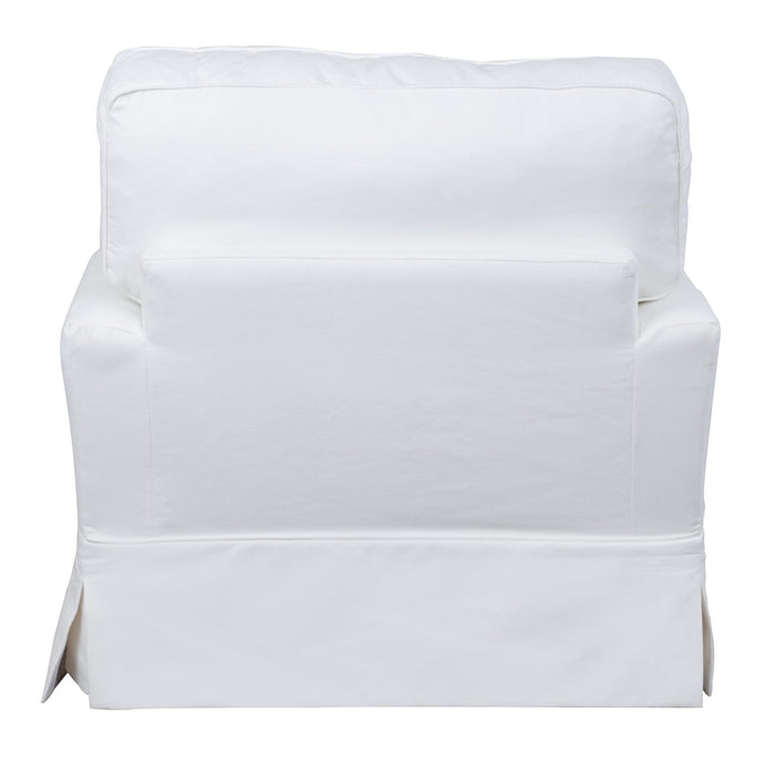 Sunset Trading Ariana Slipcovered Chair with Ottoman | Stain Resistant Performance Fabric | White