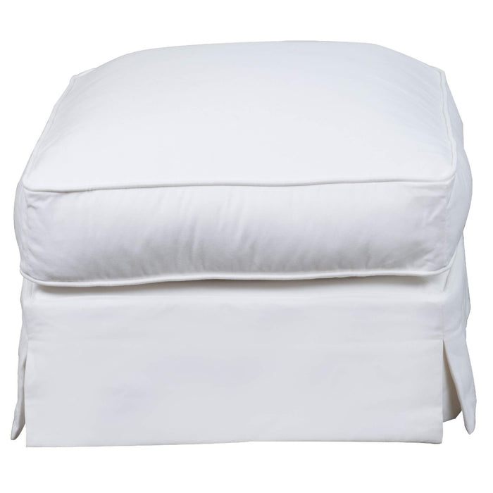 Sunset Trading Ariana Slipcovered Ottoman | Stain Resistant Performance Fabric | White