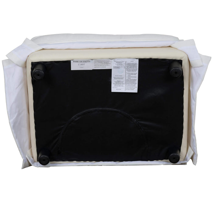 Sunset Trading Ariana Slipcovered Ottoman | Stain Resistant Performance Fabric | White