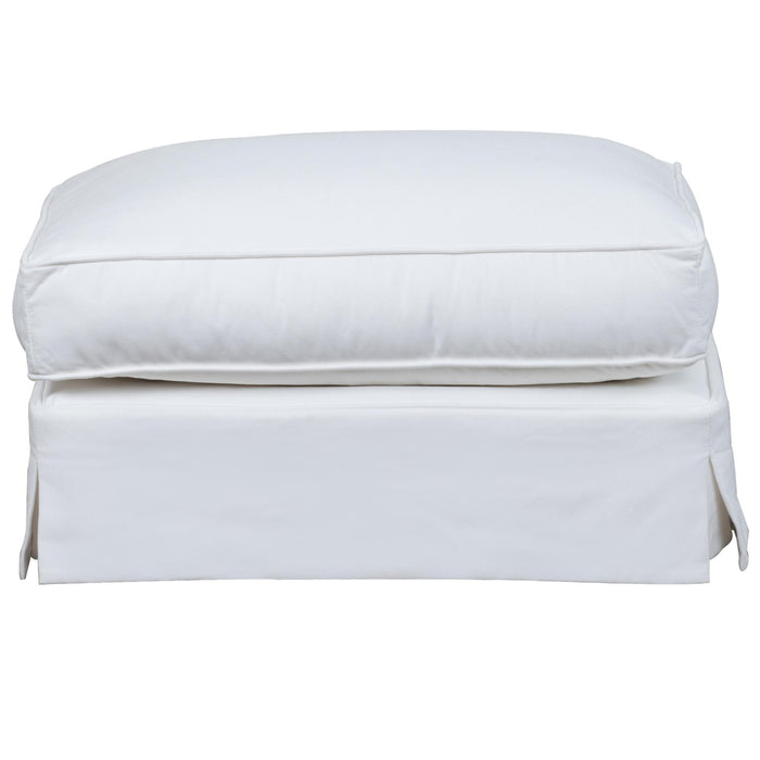 Sunset Trading Ariana Slipcovered Ottoman | Stain Resistant Performance Fabric | White