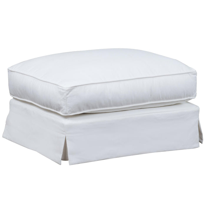 Sunset Trading Ariana Slipcovered Ottoman | Stain Resistant Performance Fabric | White